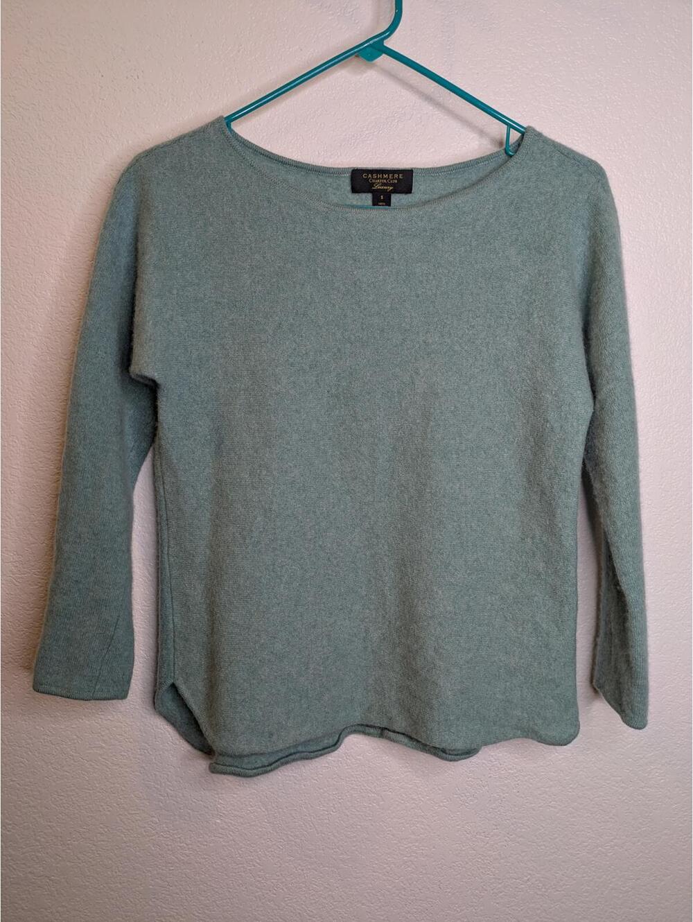 Charter Club Luxury Cashmere Sweater Women's Small Seafoam Green Crew Neck Soft